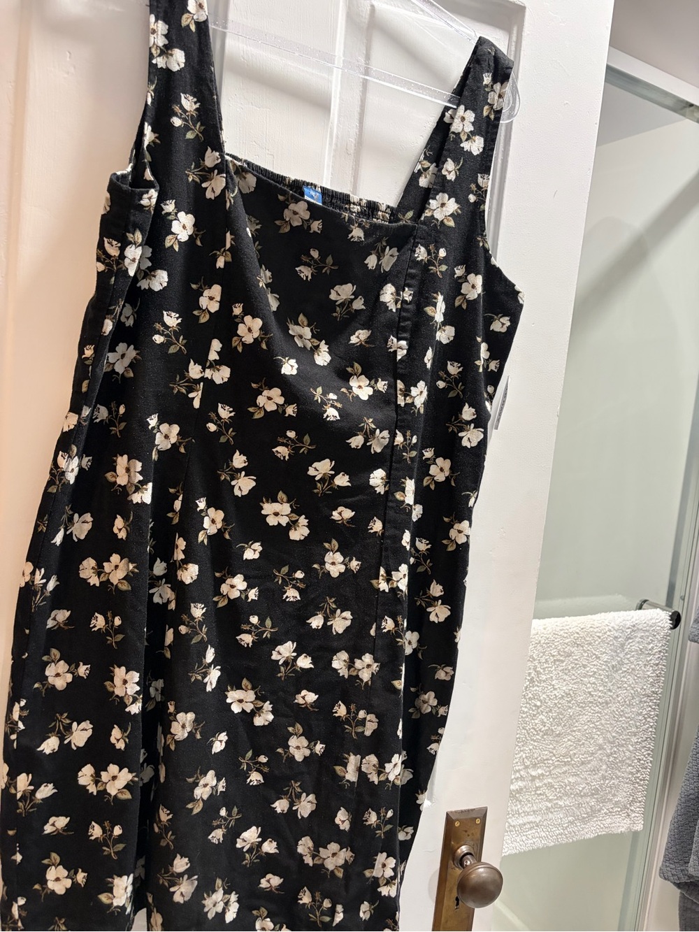 Old Navy Black Dress w/ White Floral Print. Linen blend, XL Tall womens new tags - Picture 7 of 14